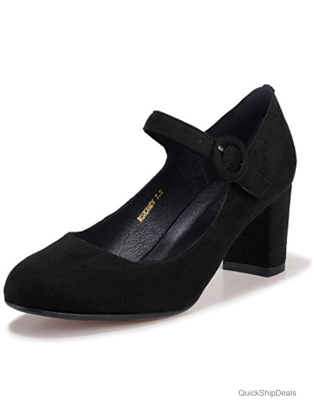 Mary Jane Dress Shoes Low Block Heel Closed Round Toe Pumps